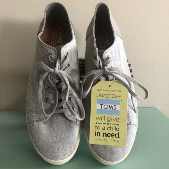 Toms Shoes - NWT TOM’S Canvas Lenox Drizzle Grey Slub Lace Up Sneakers Chambray 10W